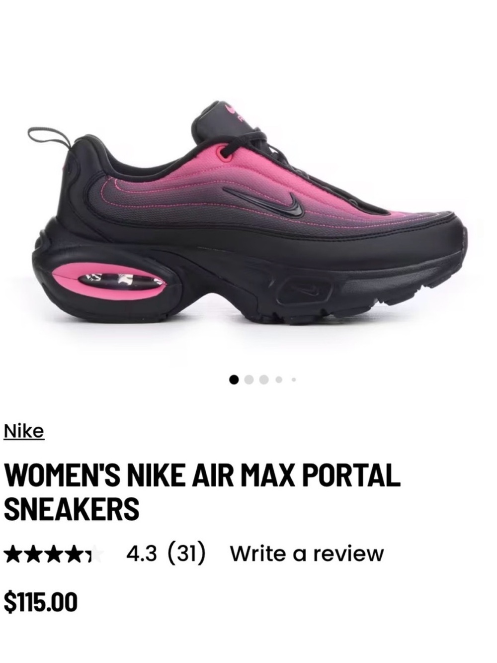 Nike Women's Air Max Portal Sneakers - Black & Pink Gradient